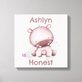 Personlig bekräftelse för barn | Ärlig grå flodhäs Canvastryck