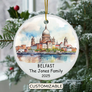 Personlig Belfast Ornament, Irland Julgransprydnad Keramik