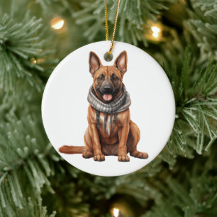 Personlig Belgium Malinois Hund Art Julgransprydnad Keramik