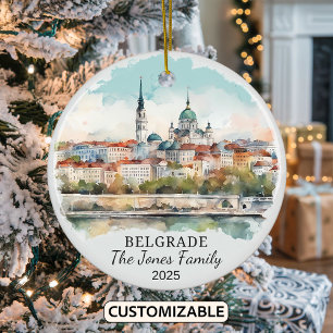 Personlig Belgrad Ornament, Serbien Gift Julgransprydnad Keramik