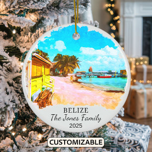 Personlig Belize Ornament, Centralamerika Julgransprydnad Keramik