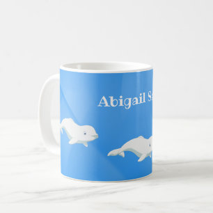Personlig Beluga Whale Blue and White Ocean Kaffemugg