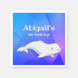 Personlig Beluga Whale Blue Ocean Birthday Pappersservett