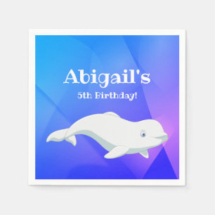 Personlig Beluga Whale Blue Ocean Birthday Pappersservett
