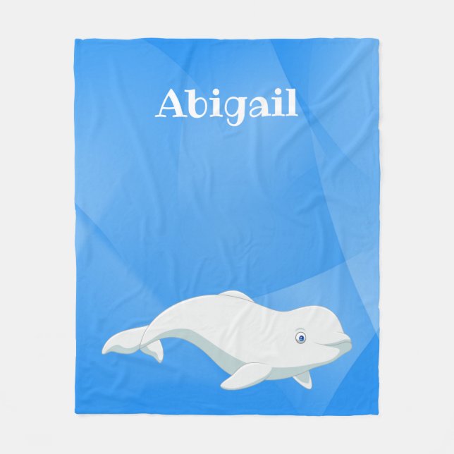 Personlig Beluga Whale Blue, Vita Arktiska havet Fleecefilt (Framsidan)