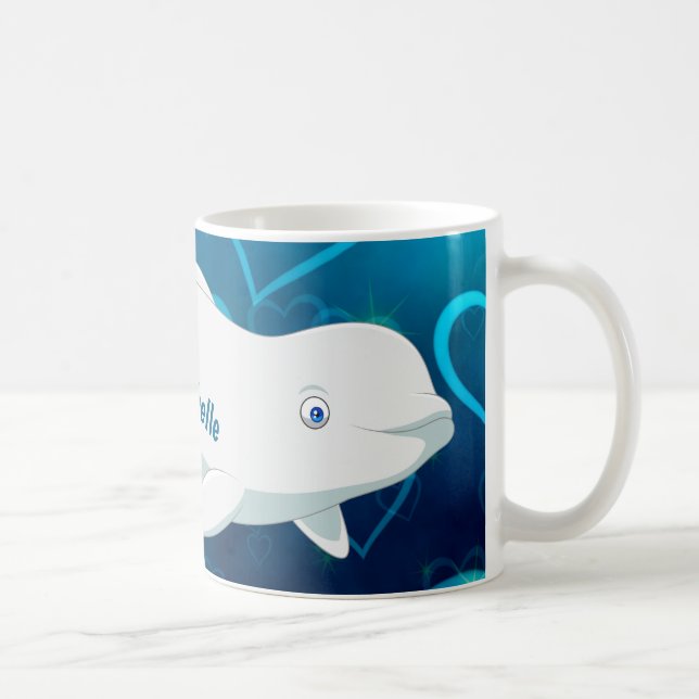 Personlig Beluga Whale och Blue Hearts Arktis Kaffemugg (Höger)