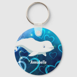Personlig Beluga Whale och Blue Hearts Arktis Nyckelring