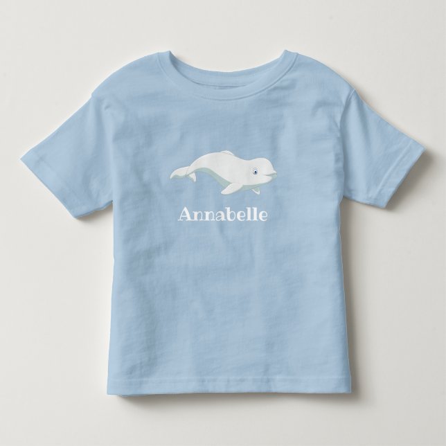 Personlig Beluga Whale och Blue Hearts Arktis T Shirt (Framsida)