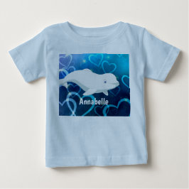 Personlig Beluga Whale och Blue Hearts Arktis T Shirt