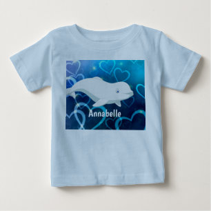 Personlig Beluga Whale och Blue Hearts Arktis T Shirt