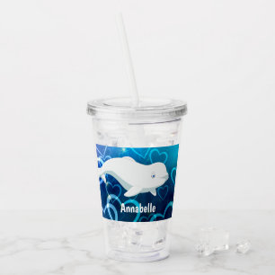 Personlig Beluga Whale och Blue Hearts Arktis Take Away Mugg
