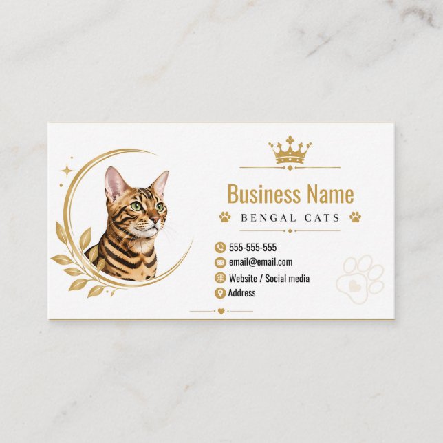 Personlig Bengal kattuppfödning Modern Visitkort (Framsida)