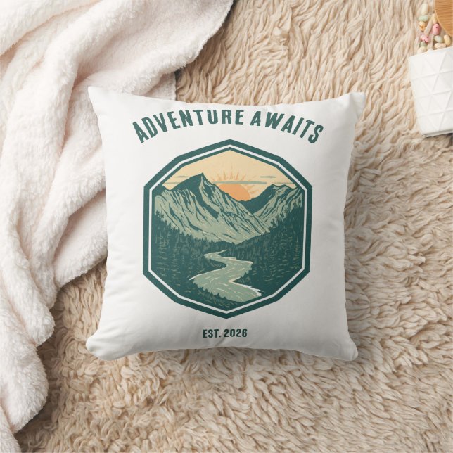 Personlig BergsÄventyr Retro Utomhus Kudde (Filt)