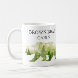 Personlig Bergskabinklammer Bear Watercolor Kaffemugg