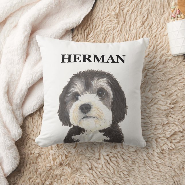 Personlig Bernedoodle Beverage Coaster Kudde (Filt)