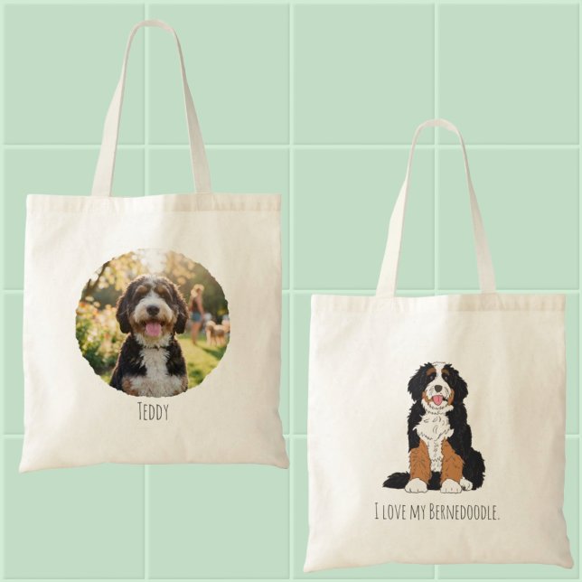 Personlig Bernedoodle Hundmamma Anpassad Bild Tygkasse (Skapare uppladdad)