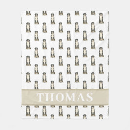 Personlig Berner Sennenhund Rosa & Vit Fleecefilt