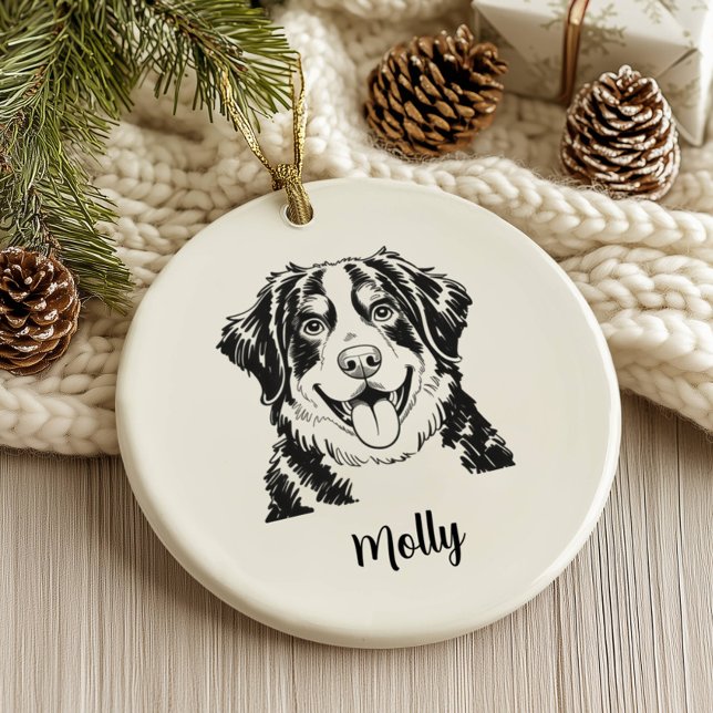 Personlig Bernese Mountain Dog jul Julgransprydnad Keramik (Skapare uppladdad)