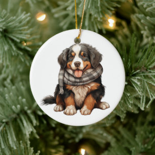 Personlig Bernese Mountain Hund Art Julgransprydnad Keramik