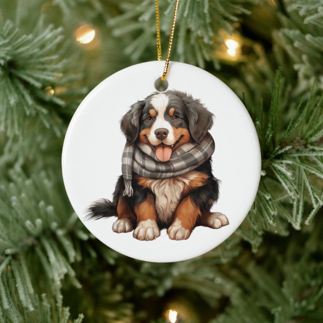 Personlig Bernese Mountain Hund Art Julgransprydnad Keramik (Träd)