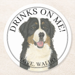 Personlig Bernese Mountain Hund Bröllop Underlägg Papper Rund