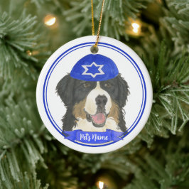 Personlig Bernese Mountain Hund Hanukkah Blue Julgransprydnad Keramik