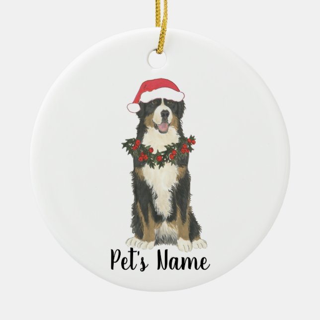Personlig Bernese Mountain Hund Julgransprydnad Keramik (Framsidan)