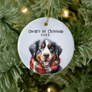 Personlig Bernese Mountain Hund Julgransprydnad Keramik