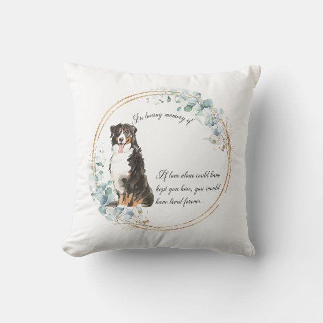 Personlig Bernese Mountain Hund Memorial Kudde (Framsida)