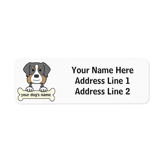 Personlig Bernese Mountain Hund Returadress Etikett (Framsidan)