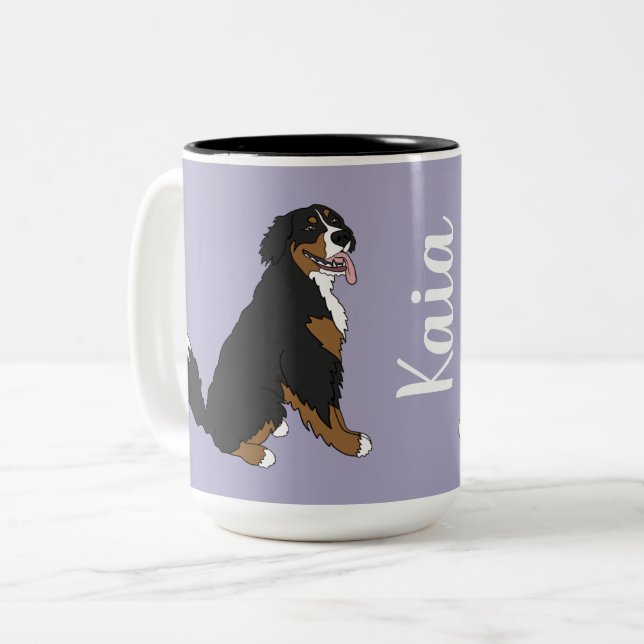 Personlig Bernese Mountain Hund Två-Tonad Mugg (Framsida vänster)