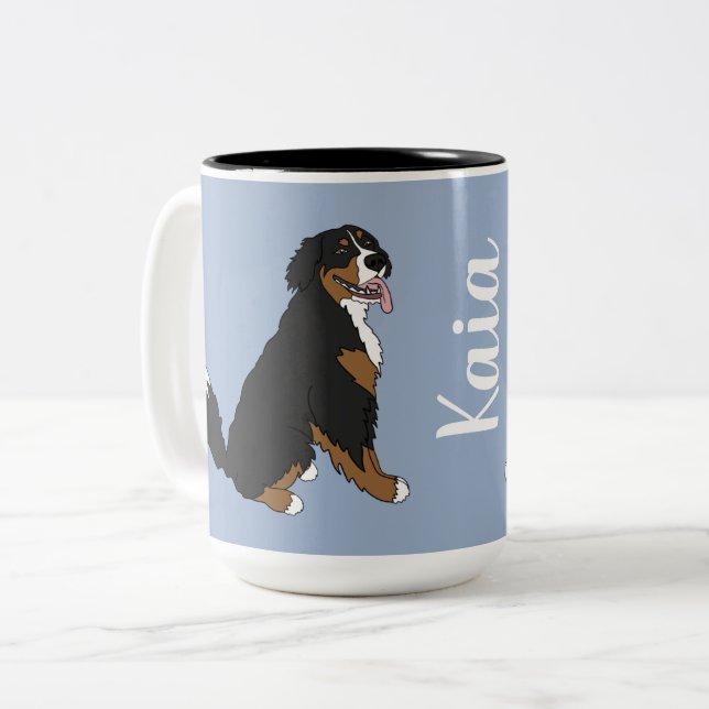 Personlig Bernese Mountain Hund Två-Tonad Mugg (Framsida vänster)