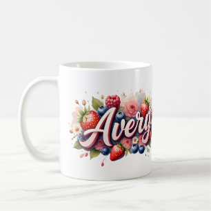 Personlig Berry Blommigt Namn Mugg - Avery