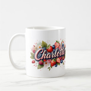 Personlig Berry Blommigt Namn Mugg - Charlotte
