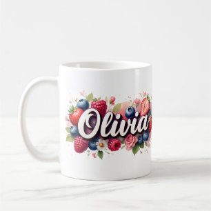 Personlig Berry Blommigt Namn Mugg - Olivia