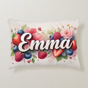 Personlig Berry Blommigt Namn Pillow - Emma Prydnadskudde