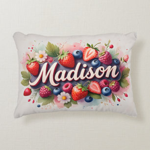 Personlig Berry Blommigt Namn Pillow - Madison Prydnadskudde