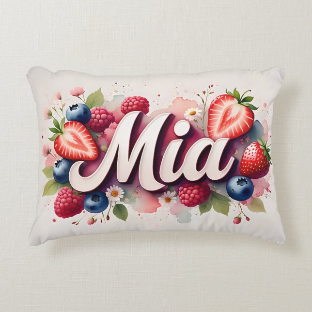 Personlig Berry Blommigt Namn Pillow - Mia Prydnadskudde (Framsidan)
