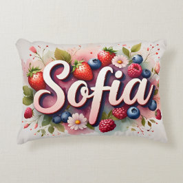 Personlig Berry Blommigt Namn Pillow - Sofia Prydnadskudde