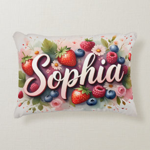 Personlig Berry Blommigt Namn Pillow - Sophia Prydnadskudde