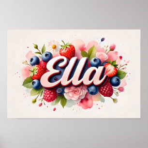 Personlig Berry Blommigt Namn Poster Ella