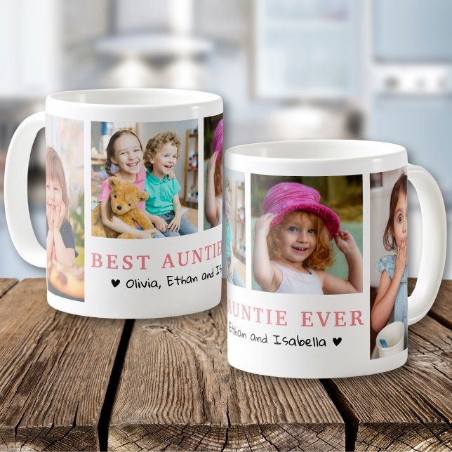 Personlig Best Auntie Now 4 Photo Collage Kaffemugg (Skapare uppladdad)
