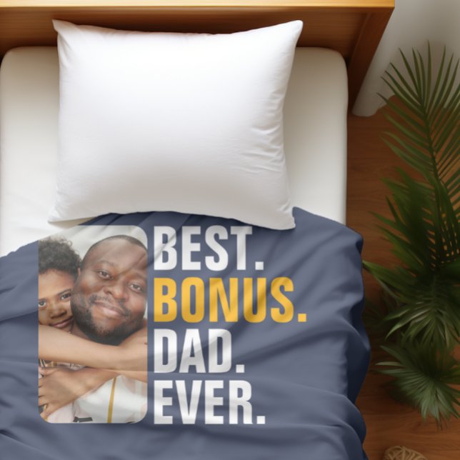 Personlig Best Bonus Pappa Aldrig Stepfather Fleecefilt (Personalized Best Bonus Dad Ever Stepfather Fleece Blankets from Ricaso. Stepdad Father's Day gifts)