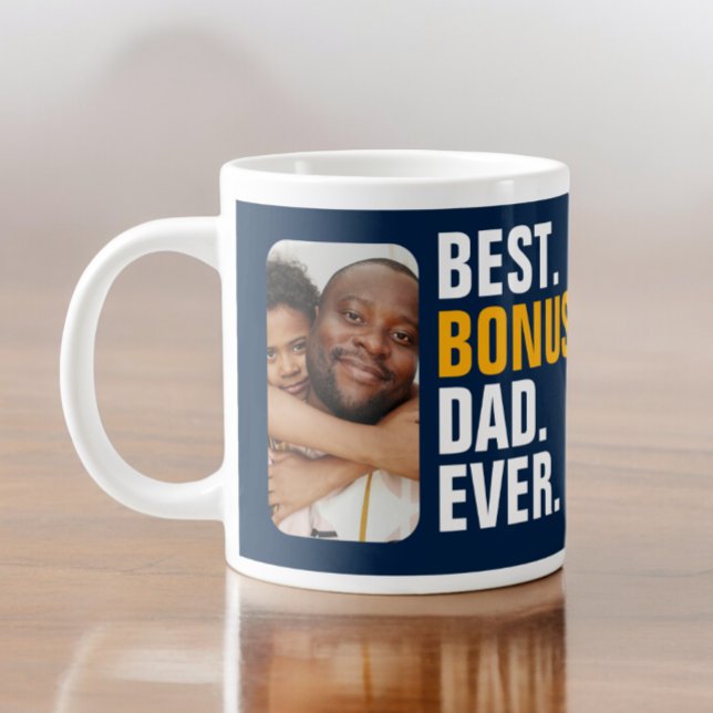 Personlig Best Bonus Pappa Aldrig Stepfather Jumbo Mugg (Personalized Best Bonus Dad Ever Stepfather Giant Coffee Mug from Ricaso. Stepdad fathers day gift)