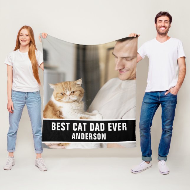 Personlig Best Cat Pappa någonsin anpassningsbar P Fleecefilt (På plats)