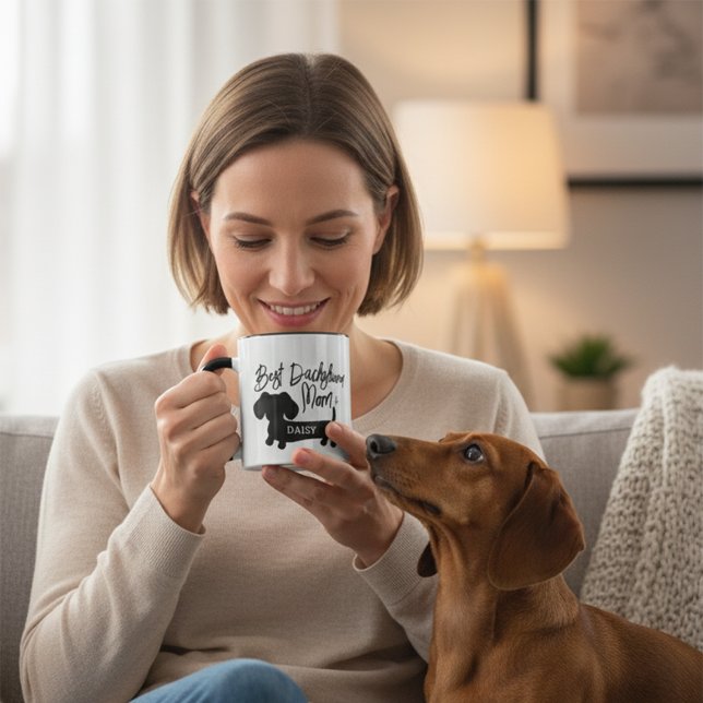 Personlig Best Dachshund Mamma Mugg (Personalized Best Dachshund Mom Coffee Mug)