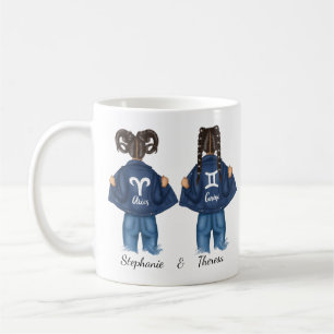 Personlig Best Friends Aries Gemini Girl Jean Kaffemugg