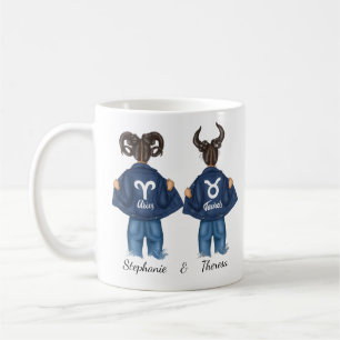 Personlig Best Friends Aries Taurus Girl Jean Kaffemugg
