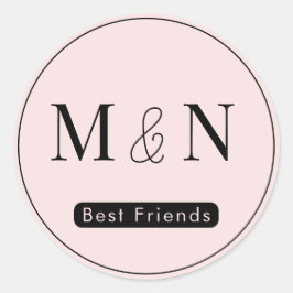 Personlig Best Friends Monogram-etikett Runt Klistermärke
