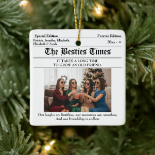 Personlig Best Friends Newspaper 2 Photo Julgransprydnad Keramik